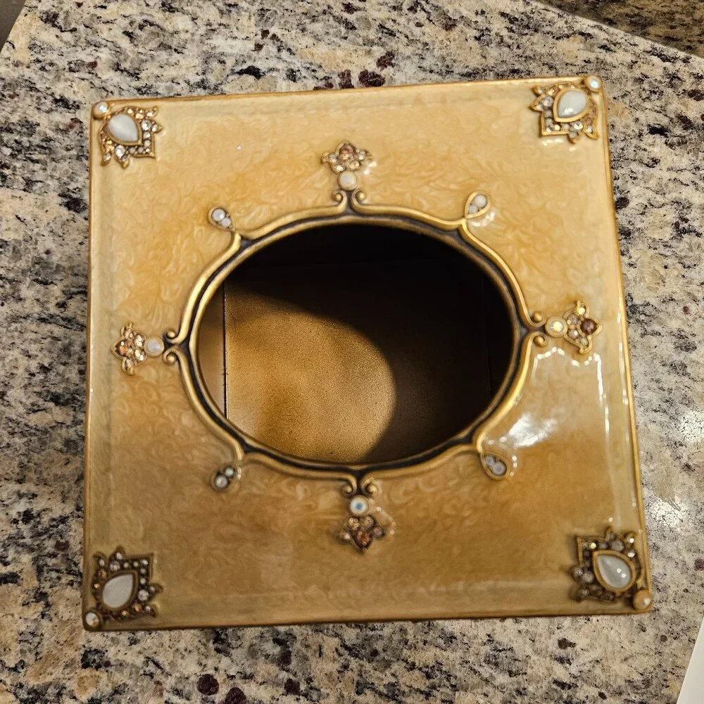 RARE JAY STRONGWATER ARABESQUE TISSUE HOLDER VANITY BOX COVER